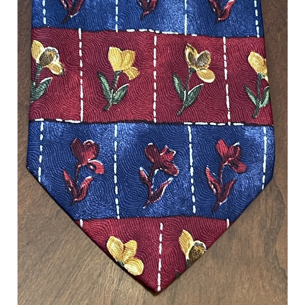 Alcione Milano For Todays Man Red Blue 100% Silk Men’s Neck Tie Made In Italy